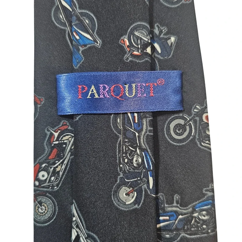 Parquet Necktie Motorcycle Novelty Print Mens Fashion‎ Accessory